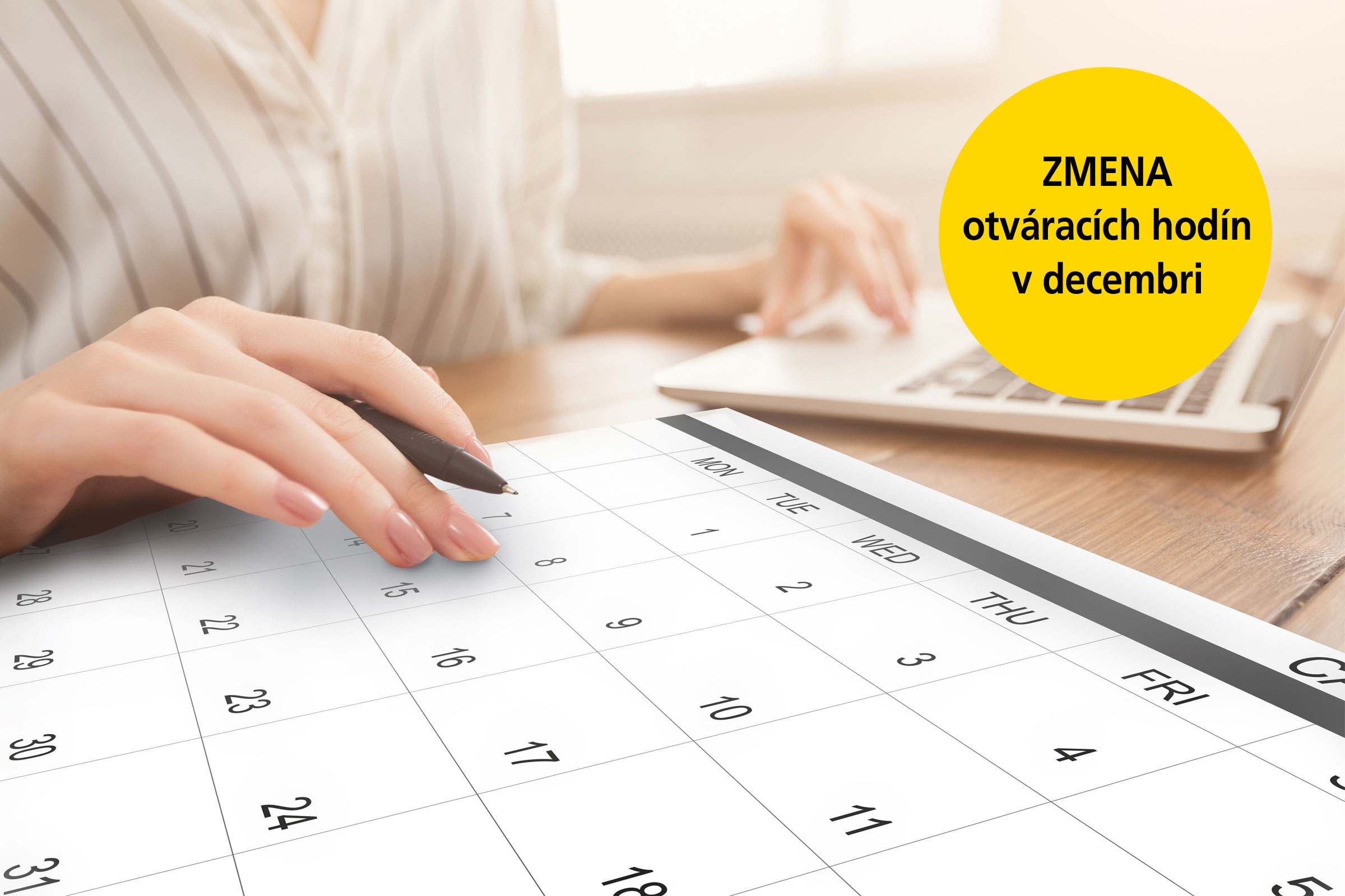 Zmena otváracej doby našich pobočiek počas decembra