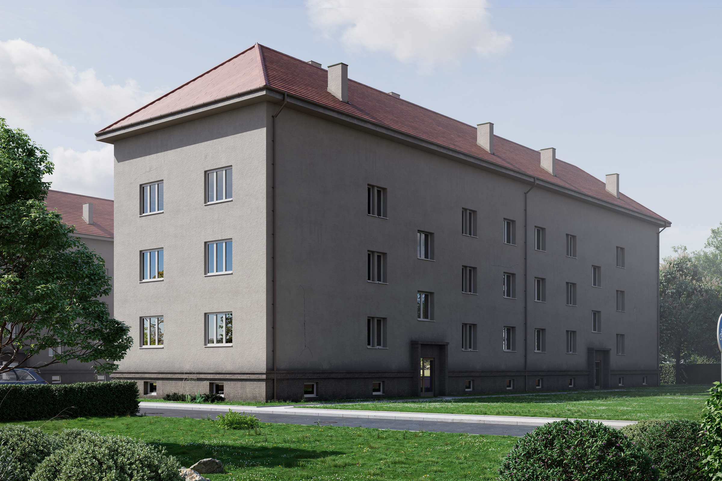 Pôvodný bytový dom pred rekonštrukciou