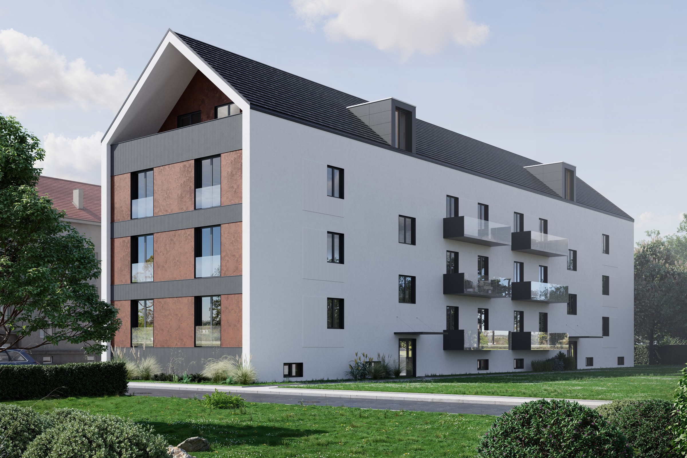 Návrh bytového domu s použitím kreatívnych omietok StoSignature