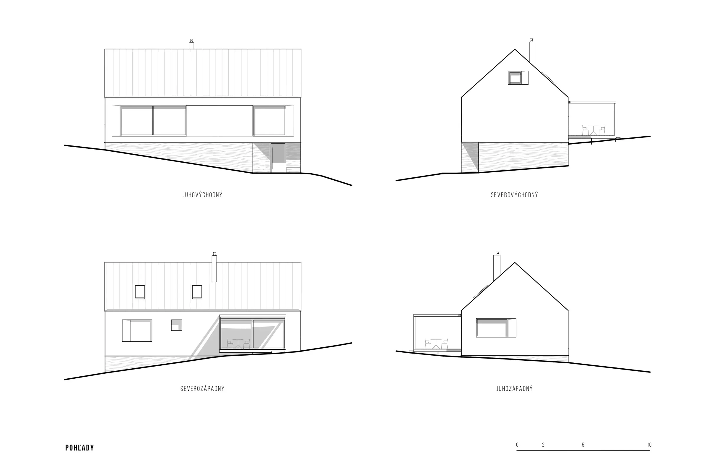Pohľady na RD Hrabkov z presskitu architekta